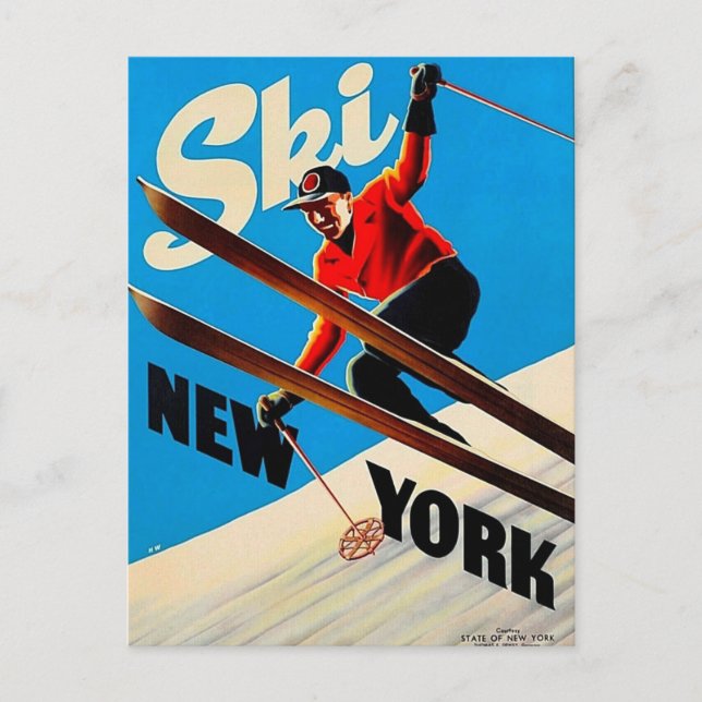 Carte postale Vintage voyage - Ski New York (Devant)