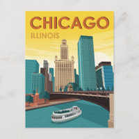 Vintage voyage Skyline de Chicago River