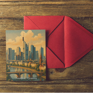 Carte Postale Vintage voyage Skyline de Francfort Allemagne