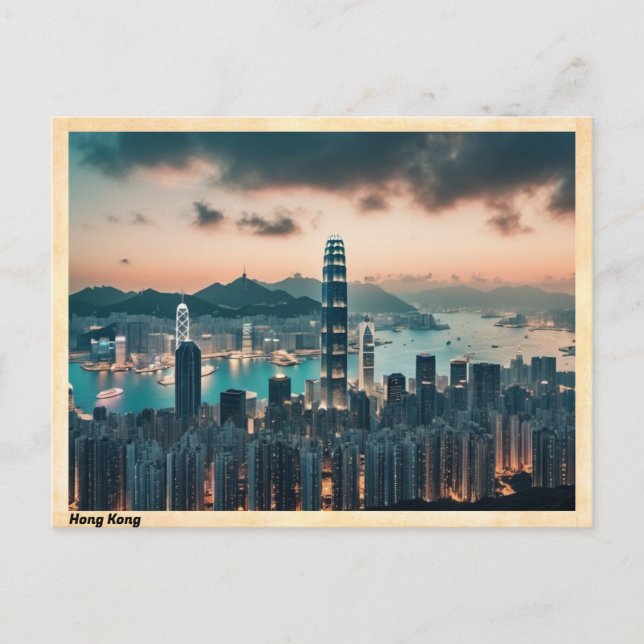 Carte Postale Vintage voyage Skyline de Hong Kong (Devant)