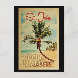 Carte Postale Vintage voyage St John Palm Tree