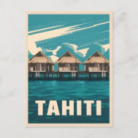 Vintage voyage Tahiti bord de mer Retro Graphisme