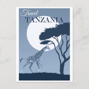 Carte Postale Vintage voyage Tanzanie Afrique Giraffe africaine