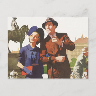 Carte Postale Vintage voyage, Touristes en Vacances
