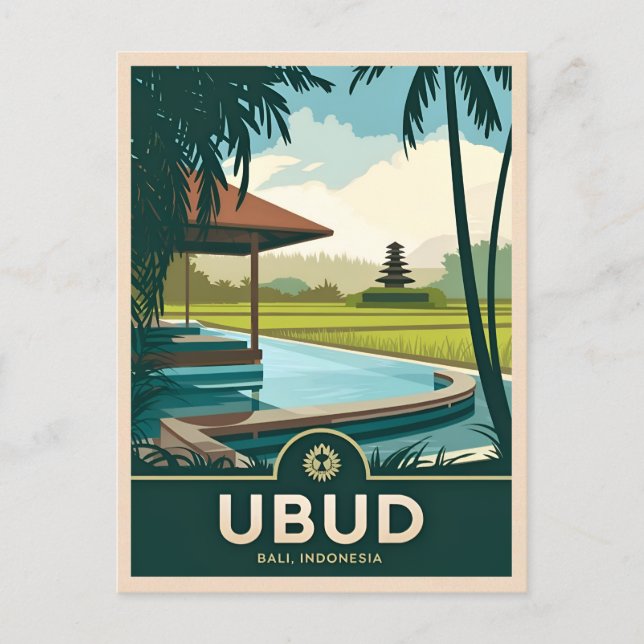 Carte Postale Vintage voyage Ubud Bali Indonésie Rétro Pittoresq (Devant)