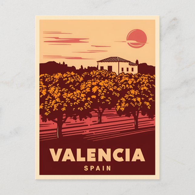 Carte Postale Vintage voyage Valencia Espagne Paysage rétro (Devant)