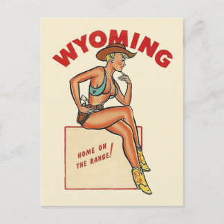 Carte Postale Vintage voyage - Wyoming State Pin Up Girl