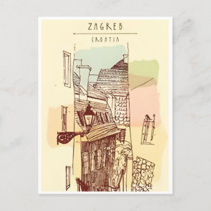 Carte Postale Vintage voyage Zagreb Croatie Cityscape retro