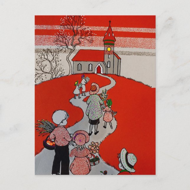 Carte Postale Vintage Walk to Church (Devant)