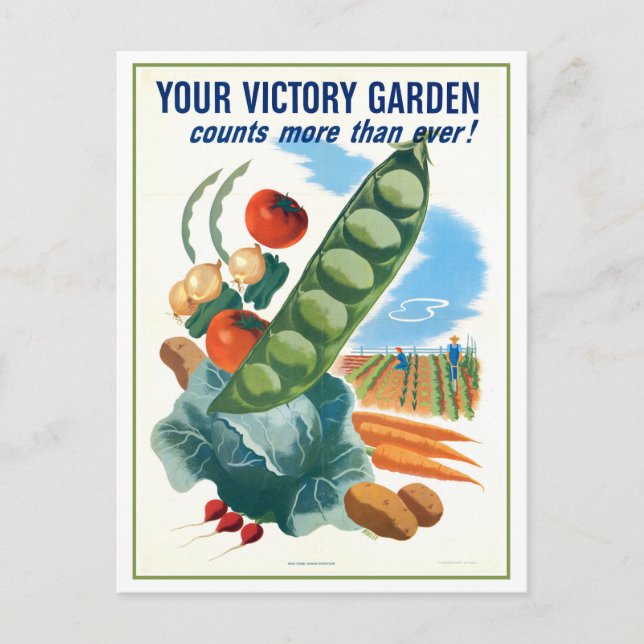 Carte postale vintage Wartime Victory Garden (Devant)