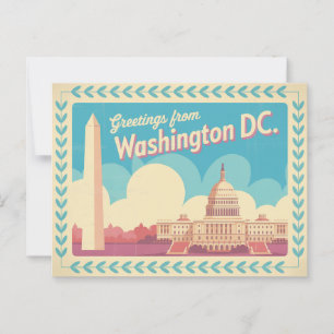 Carte postale vintage Washington DC   Salutations 