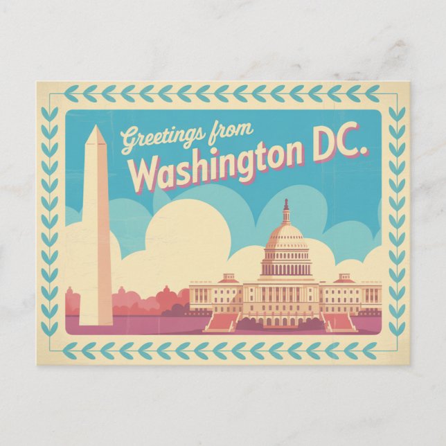Carte postale vintage Washington DC | Salutations  (Devant)