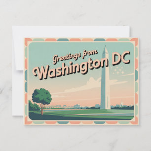 Carte postale vintage Washington DC   Salutations 