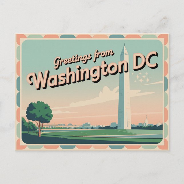 Carte postale vintage Washington DC | Salutations  (Devant)