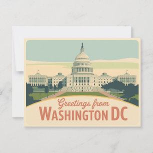 Carte postale vintage Washington DC   Salutations 