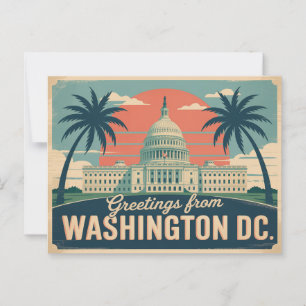Carte postale vintage Washington DC   Salutations 