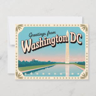 Carte postale vintage Washington DC   Salutations 
