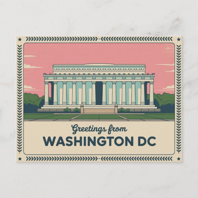 Carte postale vintage Washington DC | Salutations  (Devant)
