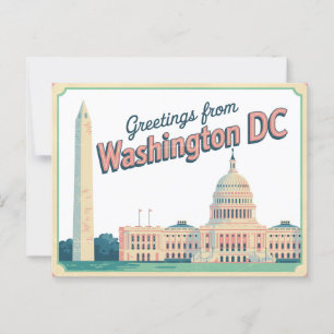 Carte postale vintage Washington DC   Salutations 