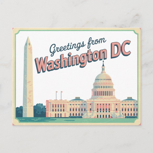 Carte postale vintage Washington DC | Salutations  (Devant)