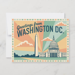 Carte postale vintage Washington DC   Salutations 
