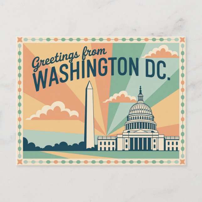Carte postale vintage Washington DC | Salutations  (Devant)