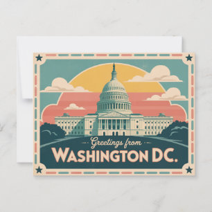 Carte postale vintage Washington DC   Salutations 