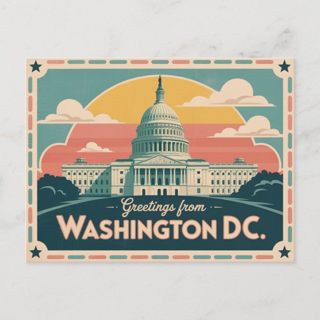 Carte postale vintage Washington DC | Salutations  (Devant)