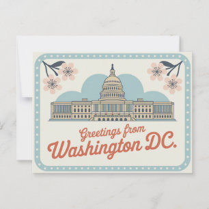 Carte postale vintage Washington DC   Salutations 