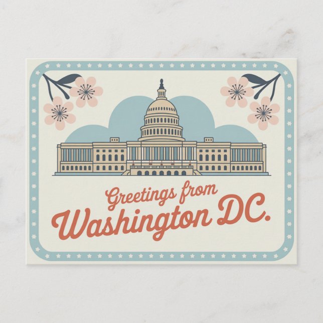 Carte postale vintage Washington DC | Salutations  (Devant)
