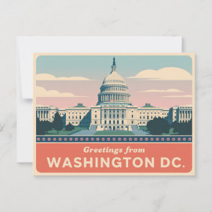 Carte postale vintage Washington DC   Salutations 
