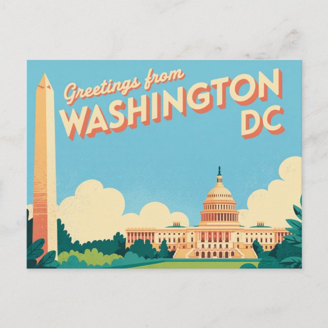 Carte postale vintage Washington DC | Salutations  (Devant)