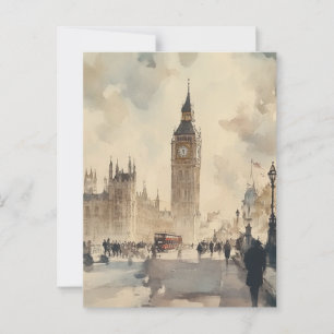 Carte postale vintage Watercolor Travel Londres