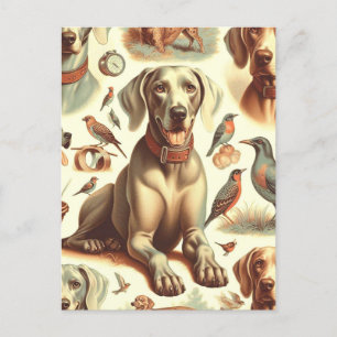 Carte Postale Vintage Weimaraner sans fil