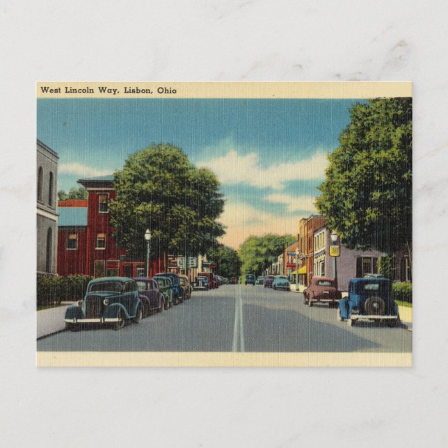 Carte Postale Vintage West Lincoln Way, Lisbonne, Ohio (Devant)