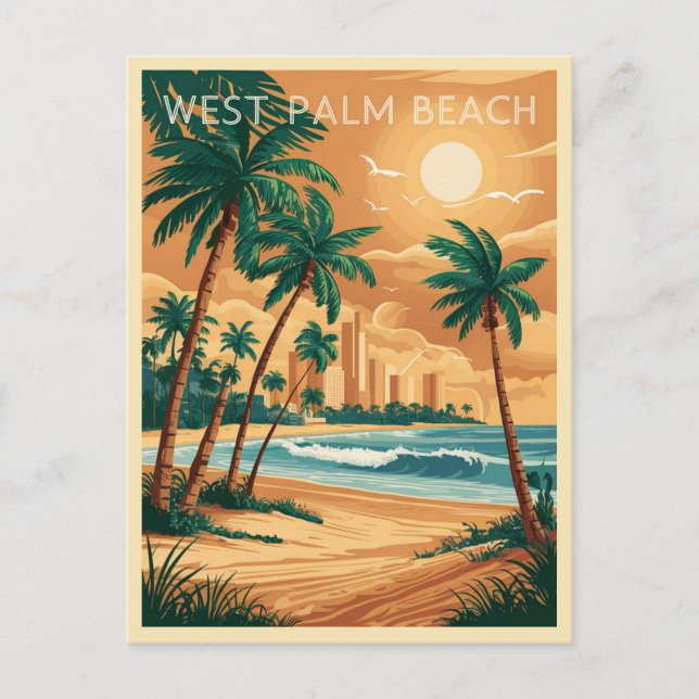 Carte Postale Vintage West Palm Beach, Floride (Devant)