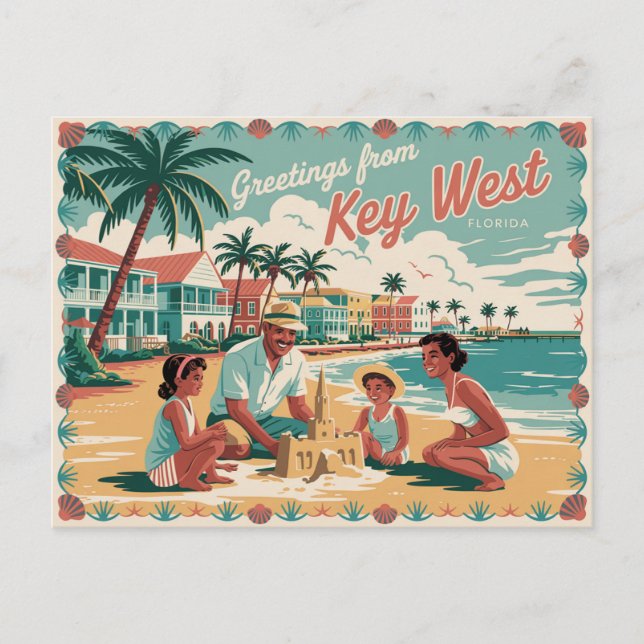 Carte postale vintage West | Salutations de (Devant)