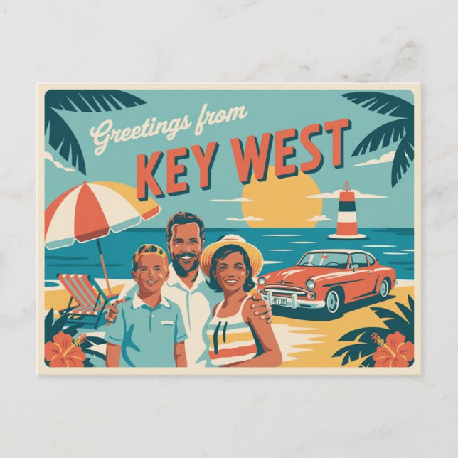 Carte postale vintage West | Salutations de (Devant)