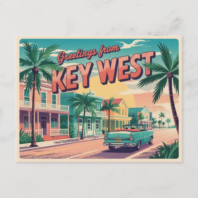 Carte postale vintage West | Salutations de (Devant)