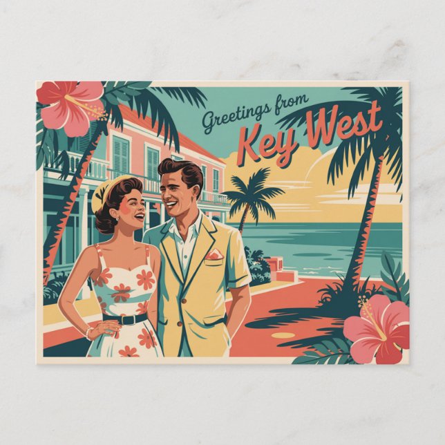 Carte postale vintage West | Salutations de (Devant)