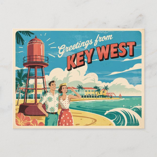 Carte postale vintage West | Salutations de (Devant)