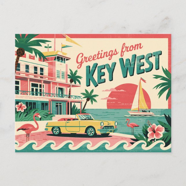 Carte postale vintage West | Salutations de (Devant)