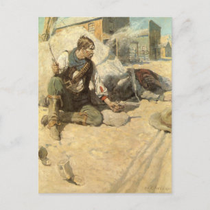 Carte Postale Vintage Western Cowboys, Hopalong par NC Wyeth