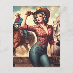 Carte Postale Vintage Western Cowgirl