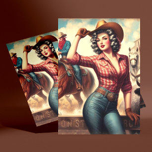 Carte Postale Vintage Western Cowgirl