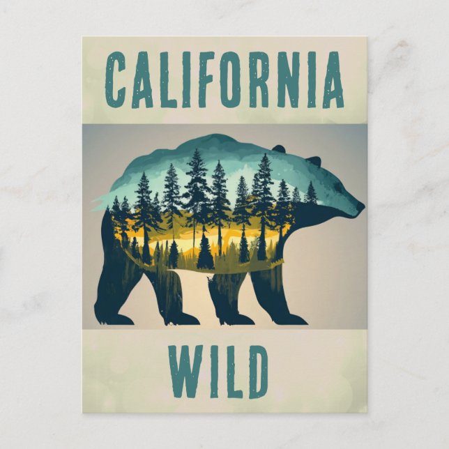 Carte Postale Vintage Wild California Bear Travel (Devant)