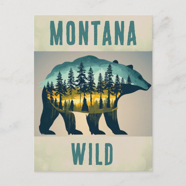 Carte Postale Vintage Wild Montana Ours Travel (Devant)