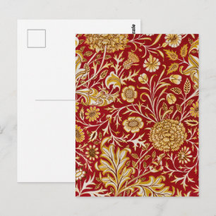 Carte Postale Vintage William Morris Cherwell Rouge Floral Art