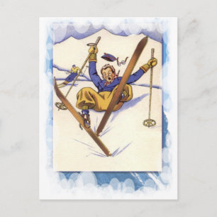 Carte Postale Vintage Winter Sports - Just a little fall