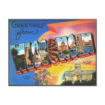 Vintage Wisconsin Voyage Rétro Vacances Salut
